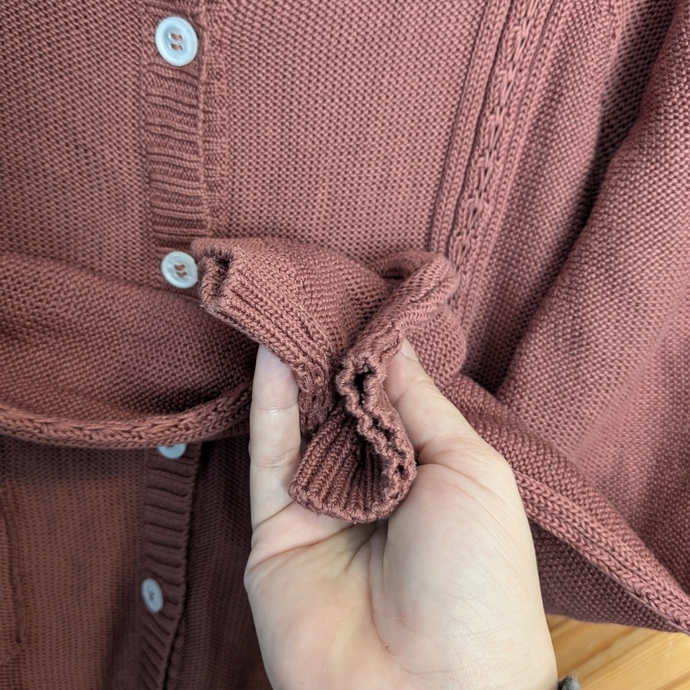 Peruvian Connection Button-Up Cardigan - Rust Size XL - Picture 3 of 4